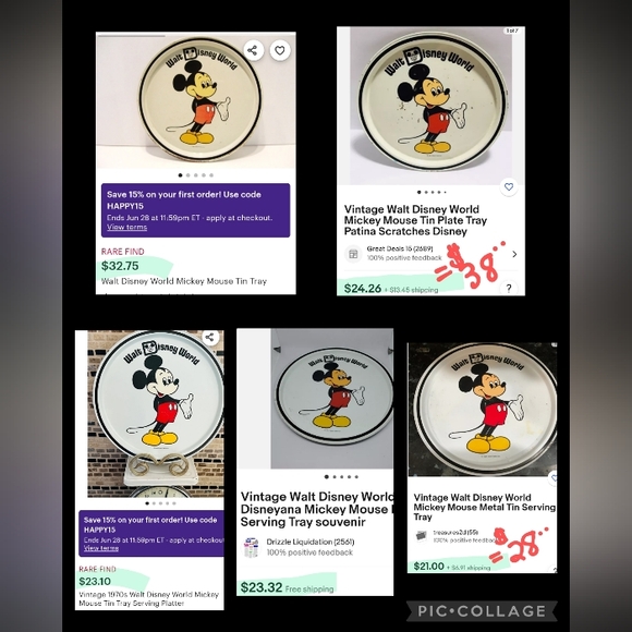 Vintage 1970s Walt Disney World - Mickey Mouse Metal/Enamel Tray - Picture 7 of 8